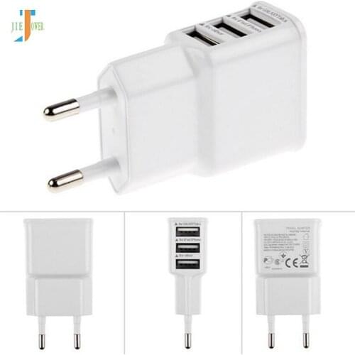 50pcs/lot EU Plug 3 Ports USB Wall Travel Charger Adapter for Iphone 6 6S for Samsung S9 S10 HTC LG Sony Android Smartphone