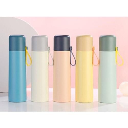 500ml Stainless Steel Sports Vacuum Flask Insulated Cup Bottle Thermal Tea Mug water bottle Self-driving Travel With Rope