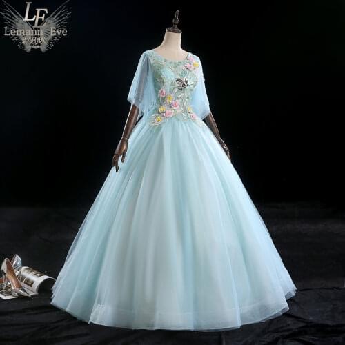 Light blue butterfly sleeve ball gown long dress vintage medieval dress Renaissance princess Victoria dress