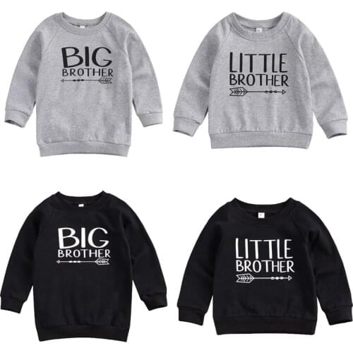FOCUSNORM 0-6Y Infant Baby Boy Sweatshirt Tops Big / Little Brother Letter Print Long Sleeve Pullover tops