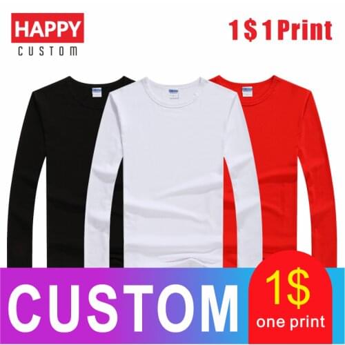 HAPPY Autumn/Winter Round Neck Long Sleeve Mens and Womens Same Fashion Top Three Colors Optional DIY Your Personalized Top