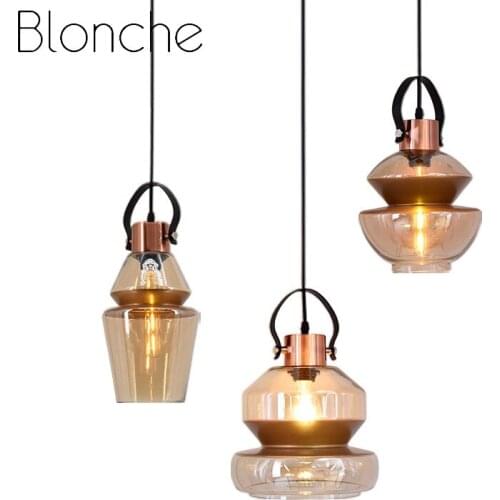Blonche Retro Pendant Lights Glass Hanging Lamp E27 Loft Lighting for Home Decor Living Room Bedroom Vintage Luminaire Fixtures
