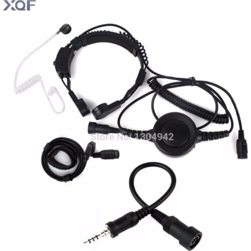 Military Police FBI Throat Mic Microphone Covert Acoustic Tube Earpiece Headset with Finger PTT for Yaesu Vertex Radio VX-6R 7R