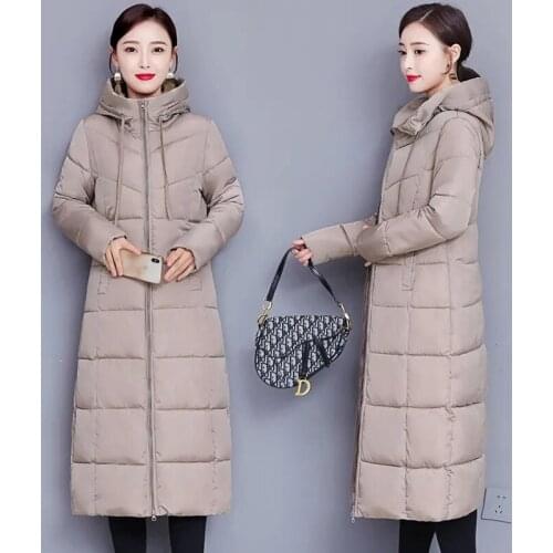 Women Winter Clothes Long Hooded Zipper Parkas Plus Size Thicken Wram Down Cotton Jacket Slim Elegant Female Cotton-Padded Coats