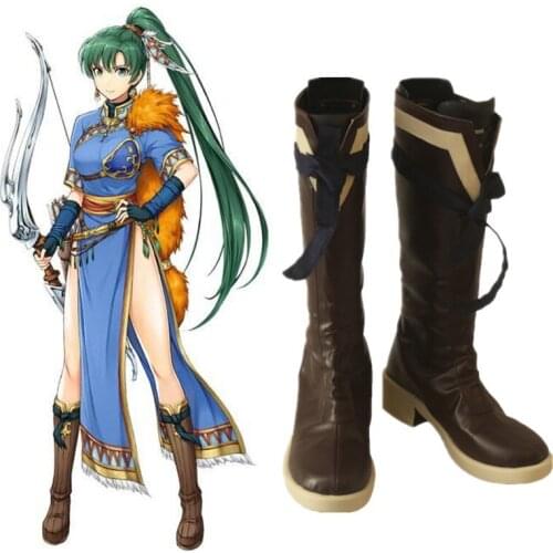 Fire Emblem Blazing Sword Lin Lindsay Cosplay Boots Shoes for Women Shoes Costume Accessories Halloween Party Shoes