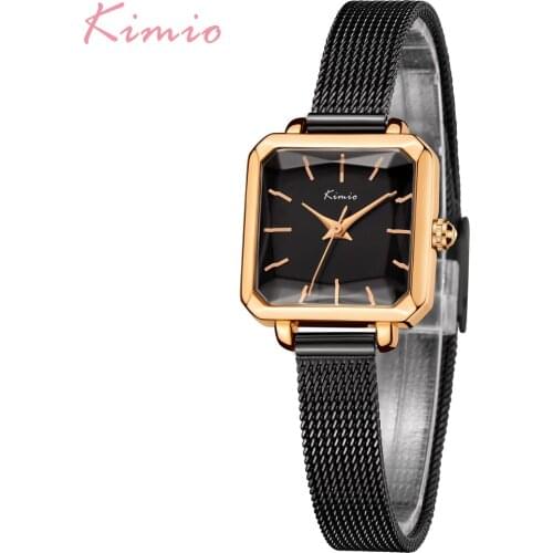 KIMIO New Arrival Fashion Dress Square Dial Women Watches Stainless Steel Bracelet Quartz Clock Waterproof Female Wristwatches