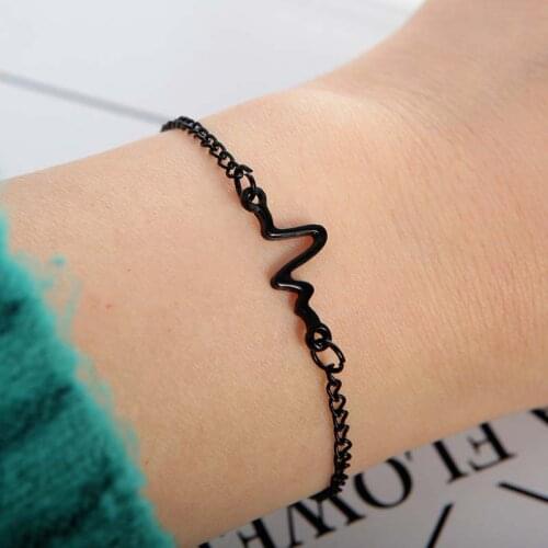 Dreamtop Fashion Infinity Bracelet for Women Jewelry Link Bracelets Electrocardiogram Lightning Pendant Chain Bracelets H21