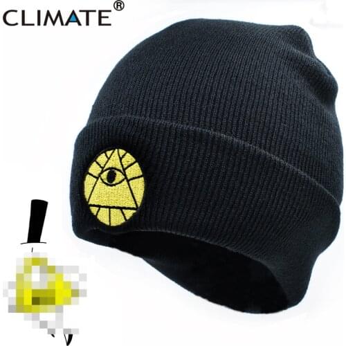 CLIMATE Bill Dipper Mabel Beanie Winter Cartoon Hat Winter Warm Knit Beanie Hat Boy Bill Black Cool Men Acrylic Knit Hat