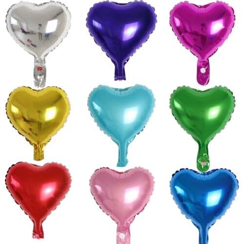 10pcs/lot 10inch Multicolor Heart Foil Balloons Wedding Birthday Party Backdrop Decoration Baby Shower Air Globos Kids Toy Gifts