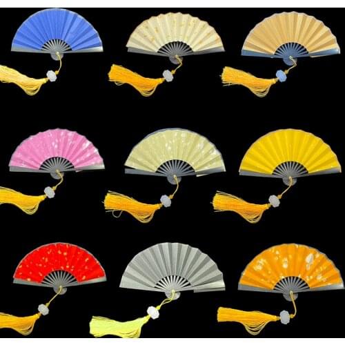 13cm DIY Painting Xuan Paper Fan Child DIY Paper Fan Super Mini Vintage Gold Foils Decoration Xuan Paper Fan Abanicos Para Boda