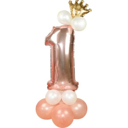 15pcs/set 32inch Rose Gold Number Balloons with Gold Crown Wedding Party Foil Balloon Birthday Party Decorations Kids Globos
