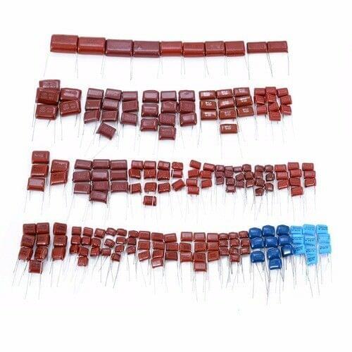 200Pcs 630V 25 values 0.001uf~2.2uf CBB Metal Film Capacitors Assortment Kit