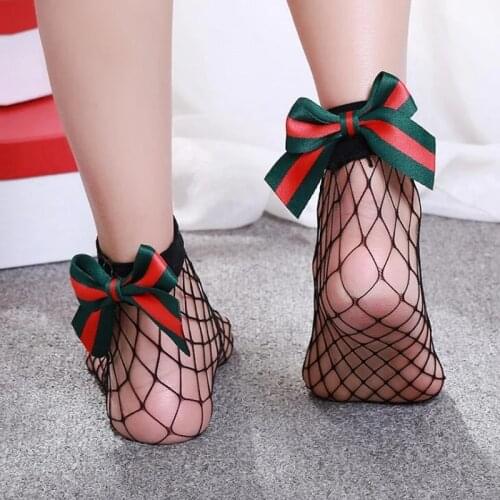2021 Women Baby Girls Kids Mesh Socks Bow Fishnet Ankle High Lace Fish Net stocking Fashion Summer baby sox 2pairs/4pcs