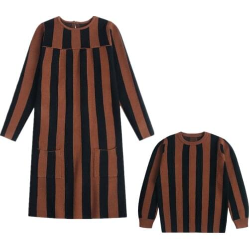 2020 Kids Sweaters Children Striped Knitted Pullover Tops Girls Long Jumper Dress Boy Winter Sweaters Teenagers Knitwear