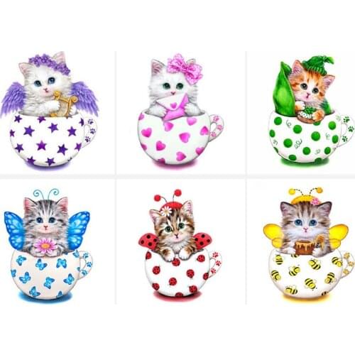 3d Diy Diamond Painting Cross Stitch Kits Cartoon Cat Home Decor Square Full Diamond Embroidery Mosaics Wall Art Needlework