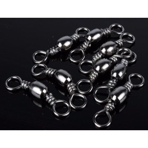 50Pcs Barrel Swivel Copper + Stainless Steel Sea Fishing Tackle Hook Connector Fishing Snap, Size 6