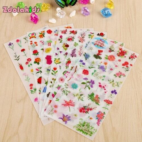 6 sheets/lot) Colorful Floral Diary Stickers Post it Kawaii Planner Memo Scrapbooking Sticker Stationery School Supply Kids