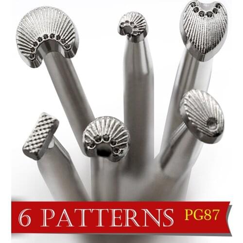 6 Patterns - Leather Stamping Tools Set for Working Printing Craft Designs Carving DIY Leathercraft Kit Wallet Saddle Appliance