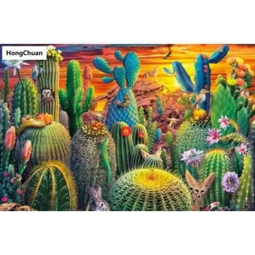 Cactus ball diamond painting cross stitch needlework home decoration mural 5D DIY square/round mosaic diamond embroidery gift