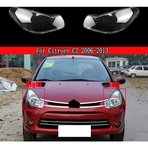 Car Front Headlight Lens Cover Lampshade Glass Lampcover Caps Headlamp Shell For Citroen C2 2006-2013 Auto Head Lamp Light Case