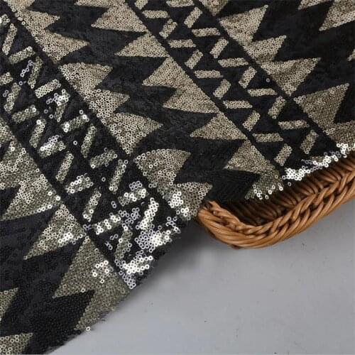 Lace166 White and Black Embroidered Mesh Yarn Sequined Fabric Fashion Womens Dresses Stage Dress Wear Decorative DIY Fabrics