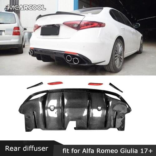 Carbon Fiber FRP Unpainted Rear Bumper Diffuser Trim Covers for Alfa Romeo Giulia Standard/Sport Car Decoration Body Kit 2017 UP