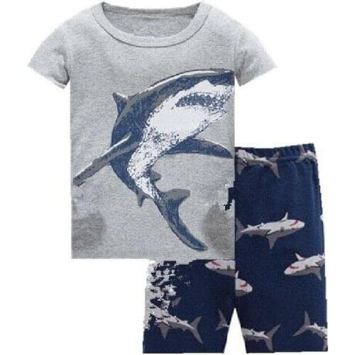 Summer Cartoon Infant Toddler Boys Cute Clothes Set 2pcs/Set Kids Children T-shirt + Shorts Cotton Baby Playsuit Clothing