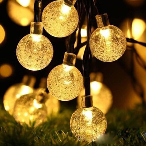 20/30/50LED Solar Powered Garland Fairy Crystal Solar Light Ball Lamp Outdoor Waterproof Festival Decor Garden Light String