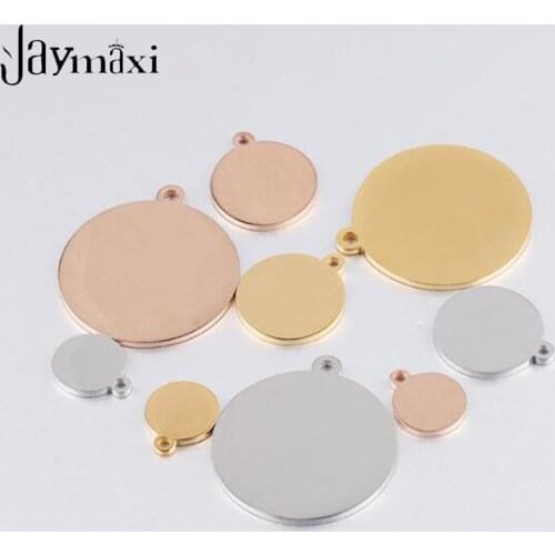 Jaymaxi Round Charm Stamping Plate Mirror Polished Blanks DIY Custom Pendant Jewelry 12/15/25mm 20piece/lot