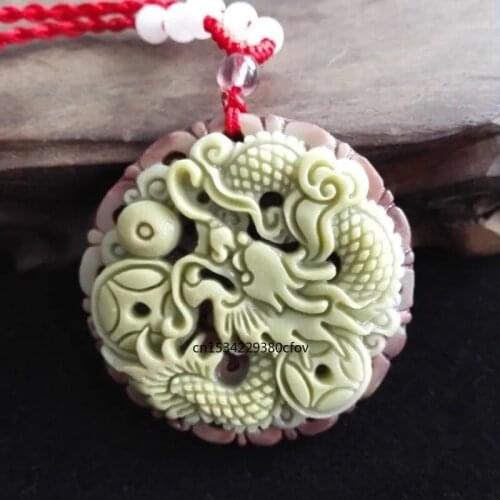 Chinese Natural Purple Robed Jade Money Dragon Pendant Necklace Hand-Carved Jewelry Woman Lucky Gifts Amulet