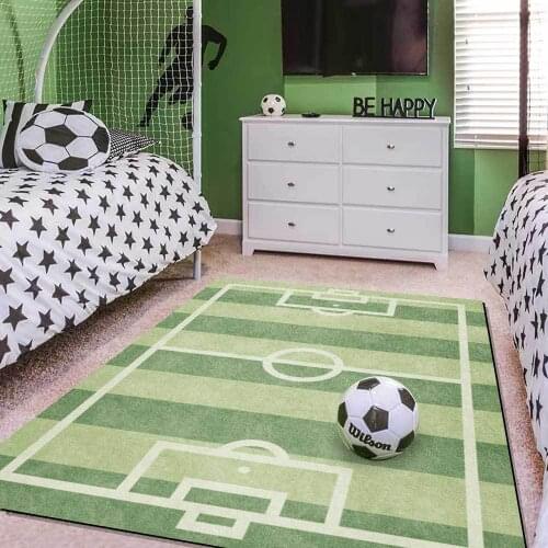 Green Cartoon Football Pattern Carpets For Living Room Fashion Modern Bedroom Decoration Area Rug Non-Slip Bedside Floor Mat New