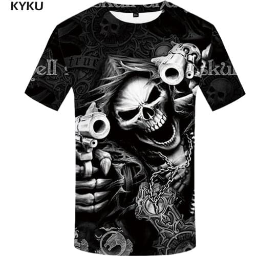 KYKU Brand Skull T Shirt Skeleton T-shirt Men Tshirt Gothic Shirts Punk Tee Rock T Shirts 3d T-shirt Anime Print Mens Clothing