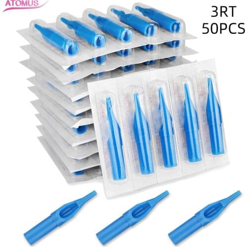 50pcs Tattoo Tips 7RT 3RT 5RT 9RT 11RT Plastic Nozzles Blue Needle Cap Puntas Para Tatuajes For Permanent Makeup Tips