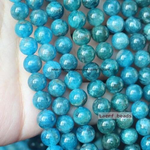 Natural Apatite Real Gem Stone Dark Blue Apatite 4-14mm Round loose beads 15inch ,For DIY Jewelry Making ! Necklace ,Bracelet
