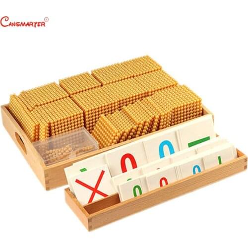 Educational Toys Beech Wooden Golden Beads Materials Game Montessori Calculation Number Counting Toy Preschool 3-6 Years