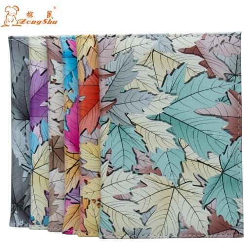 Autumn maple leaf PU Leather Passport Holder with Inner Film Holder Fashion Color Printing Landscape Painting Passport Cover