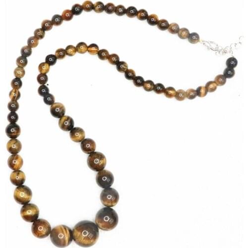 Natural 6-14mm stone yellow tiger eyes beautiful round beads tower chain choker necklace women jewelry 18inch FR40