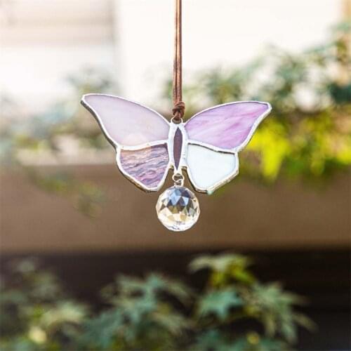 H&D Stain Glass Butterfly Panel Suncatcher Rainbow Home Decor For Window Hangings Or Wall Ornament Christmas Gift Collectibles