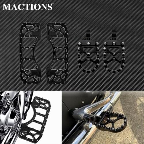 Motorcycle Front Wide Driver Floorboard Passenger Footpeg Footrest Pedal Set For Harley Touring Road Glide Trike Softail FLD