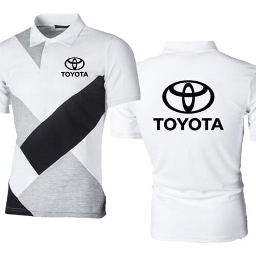 Summer Mens POLO shirt Toyota Car Logo Printing Casual Short sleeve Splicing High Quality Cotton Mens short sleeve