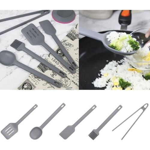 Silicone Kitchen Utensils High Heat Resistant Non-stick Shovel Turner Tongs Spatula Soup Spoon Oil Brush Kitchen Tools
