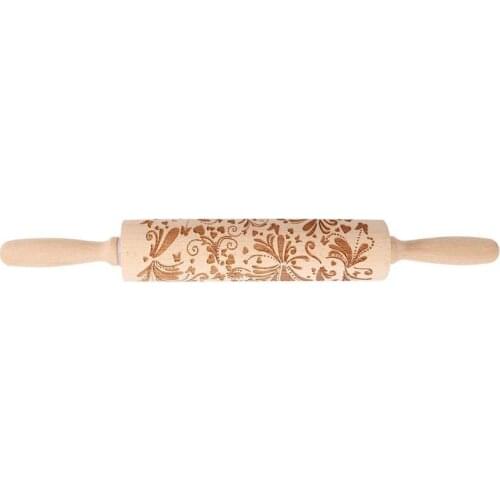 Christmas Embossing Rolling Pin Laser Carving of Elk Not Easily Deformed Baking Cookies Butterfly Pattern Engraved Roller