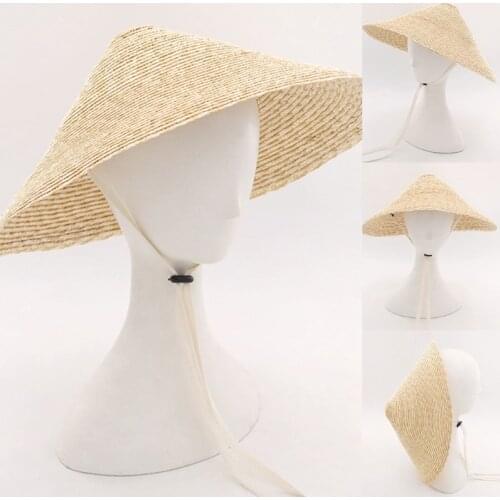 Straw Hats Cone Handmade Retro Rain Hat Weave Straw Hat Farmer Fishing Sunshade Classic Retro Hat Asian Dance Props