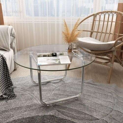 Modern Minimalist Coffee Tables Glass Living Room Furniture Small Apartment Creative Side Table Home Light Luxury Round Table