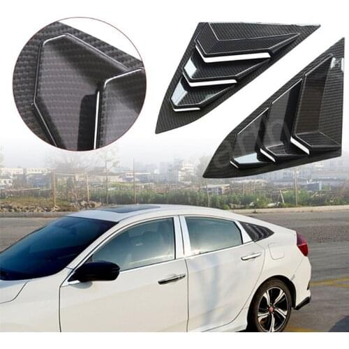 Car Rear Quarter Spoiler Panel Side Vent Window Louver For Honda 10th Civic 2016 2017 4 Doors Slotted Sun Shade Cover
