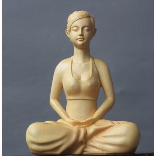 Character statue yoga beauty give gifts decoration woodcarving hand carving character playing playing pieces(A357)
