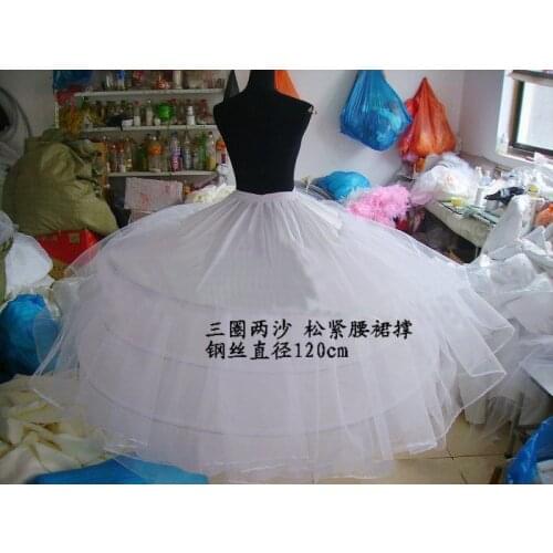 Fast Shipping White/Black 3 Hoops 2 Layers Tulle Petticoat Crinoline Slip Underskirt For Wedding Dress Bridal Gown In Stock