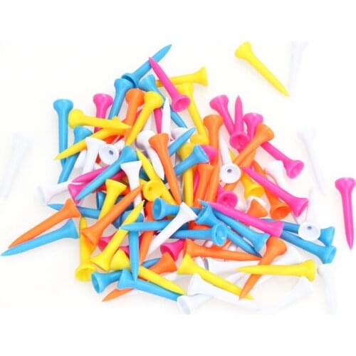 1 Pack of 100Pcs Golf Tees Lightweight Portable Mixed Color Plastic 42mm ( 1-2/3 inch ) Polypropylene Golf Tees Golf Accessories