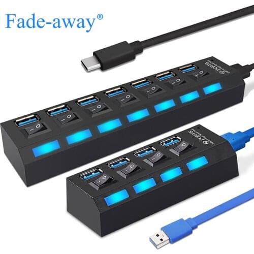 USB Hub USB C Splitter Multiple USB C Hub 3.0 Micro 4/7 Port Hab Splitters With Power Adapter 5Gbps High Speed type c Hub For PC