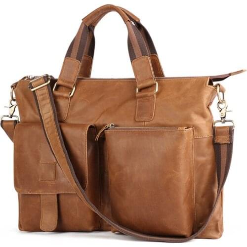 Vintage Briefcases Bag Men For Lawyer Vintage Crazy Horse Leather Laptop Briefcases Bag 17 Inch Office/Document Bags Men